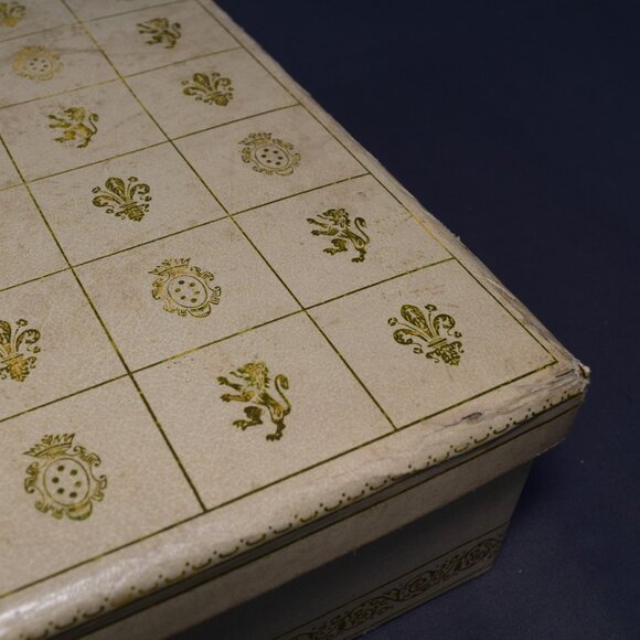 Vintage Jewelry Box Storage Organizer 2-Tier Off White Leather Red Satin Damaged - Picture 13 of 16